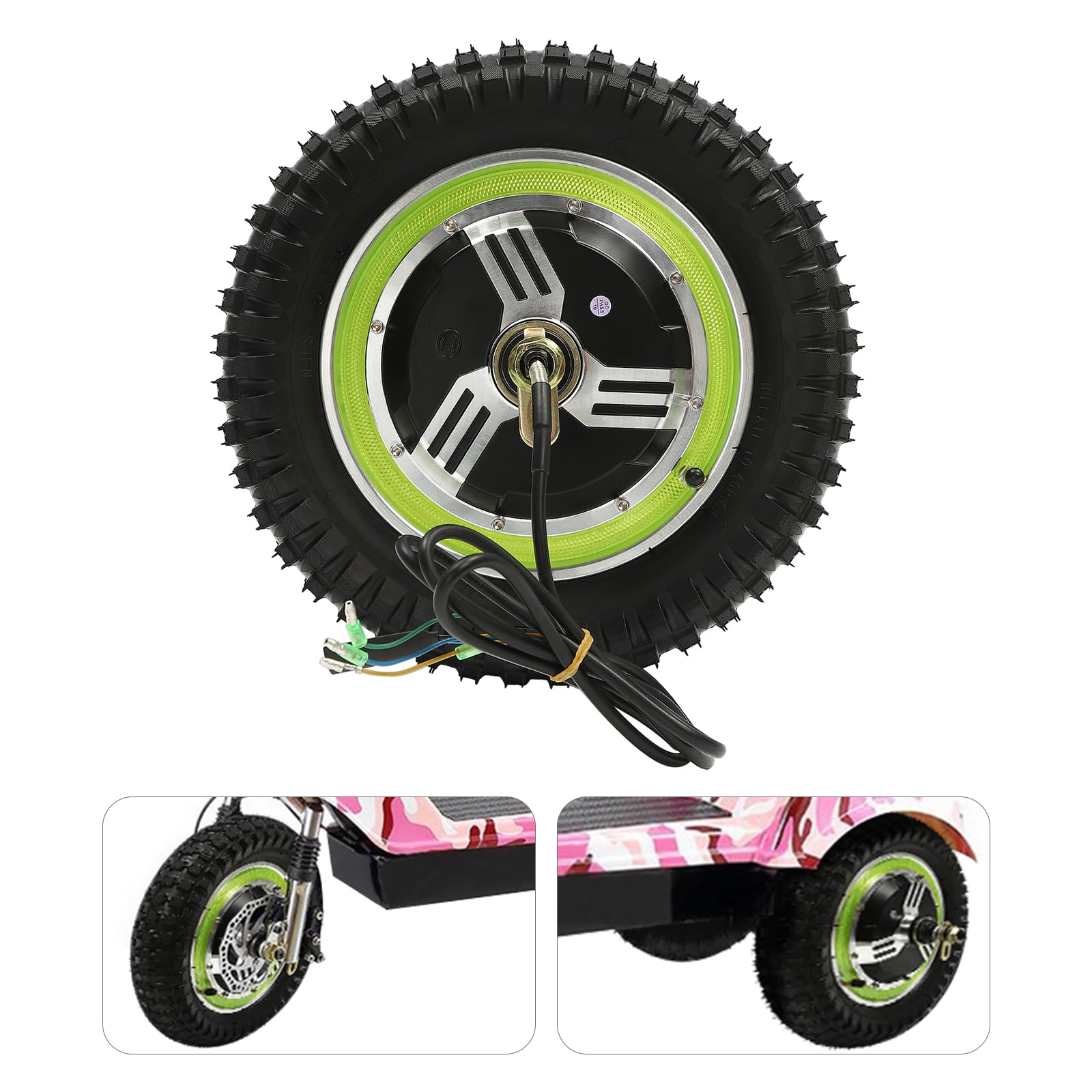 LIAPDG 350W Brushless Gearless Motor, 24V Electric Wheel Electric Scooter Front Wheel Hub for 10-14