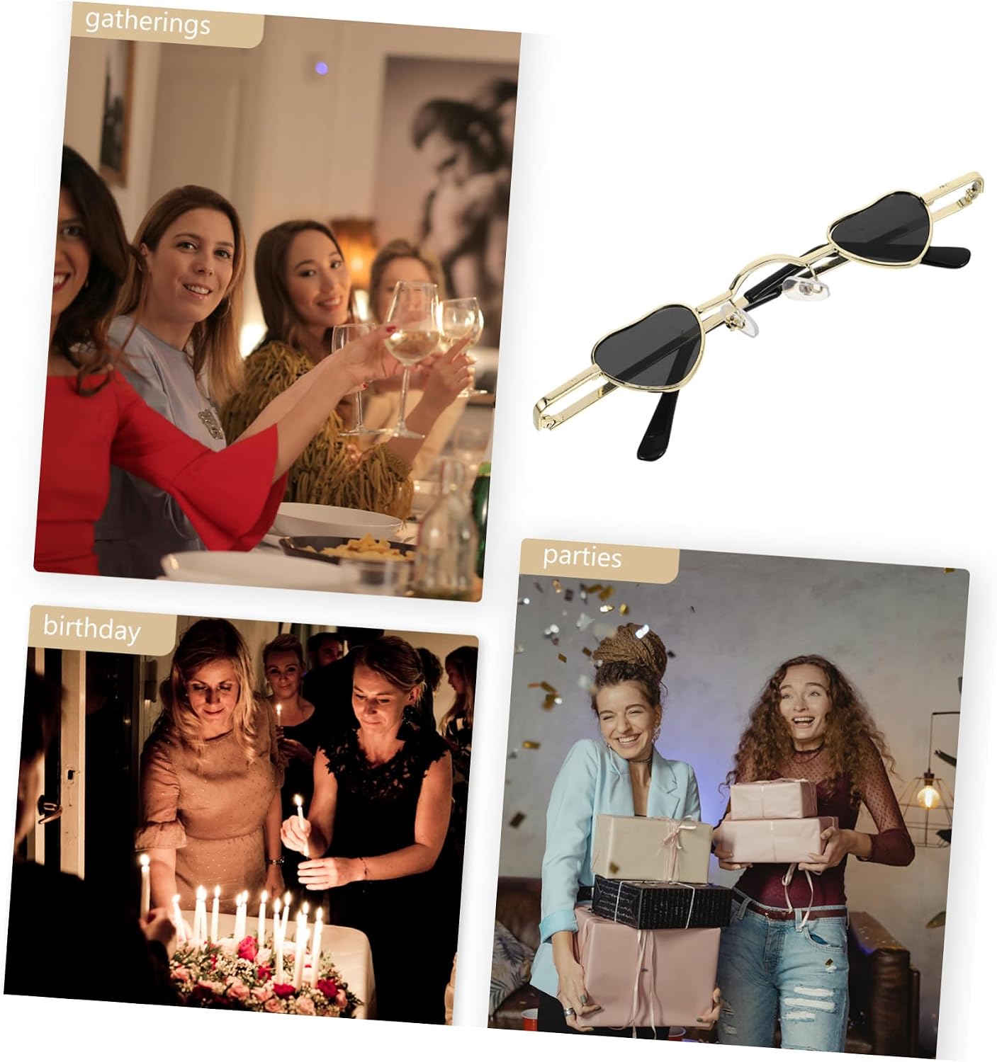 2pcs Mini Shaped Sunglasses Uv for Parties and Frame Eyewear for Men and Women
