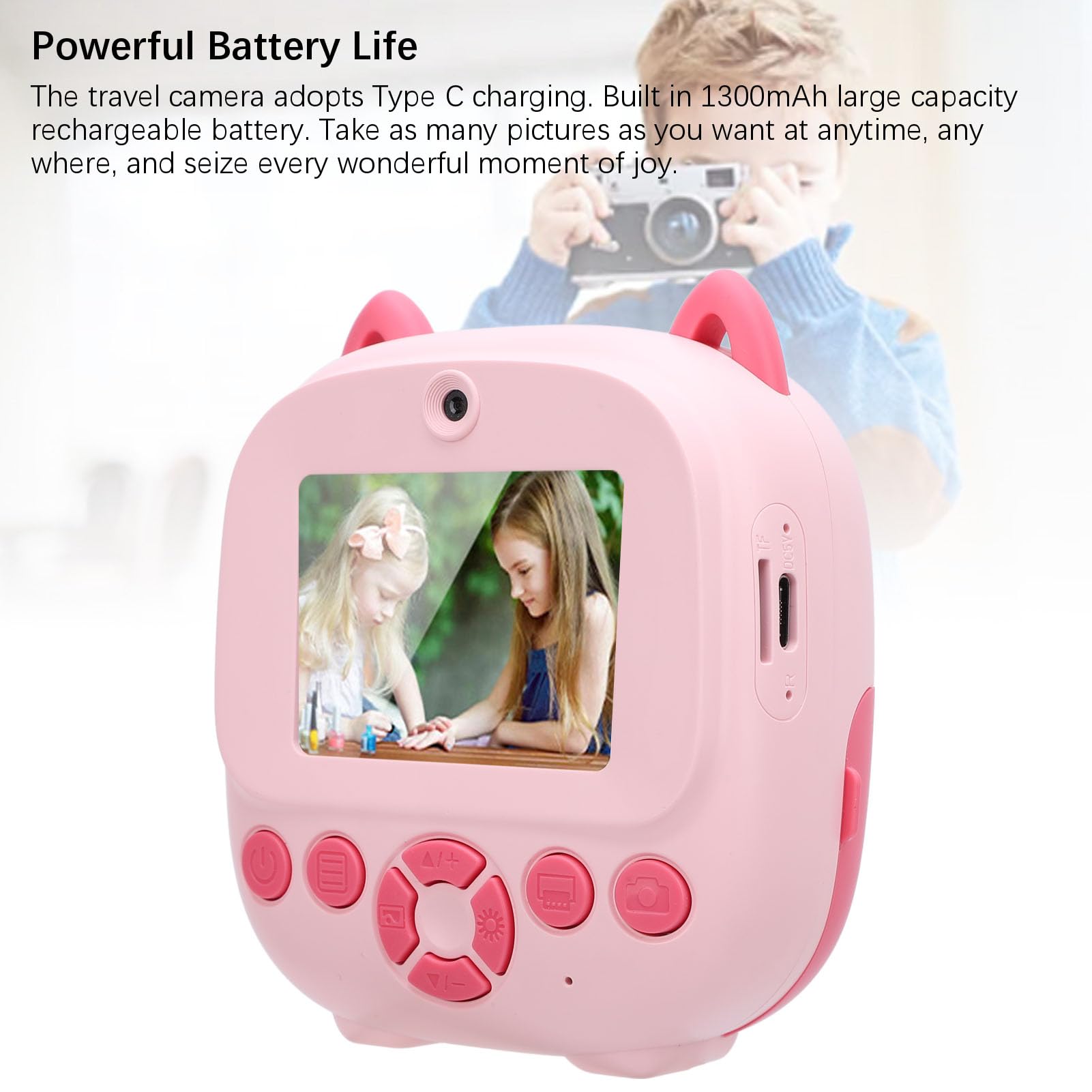 48MP, 1080P, Appareil Photo Numérique, Thermique, Double Caméra HD, écran 2,4 Pouces, Jeu de Musique, Batterie 1300 MAh, Appareil Photo à Instantanée, Graffitis DIY, Cadres