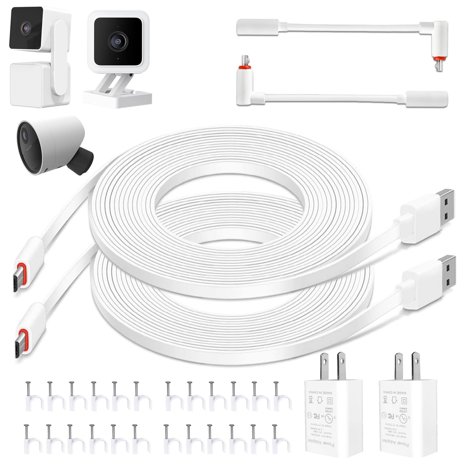 LFFW 20 FT/6M Outdoor Power Adapter and Charging Cable for Wyze Cam v3/v4/OG/V3 Pro, Wyze Cam Pan v3, Power Cord Compatible with SimpliSafe Outdoor