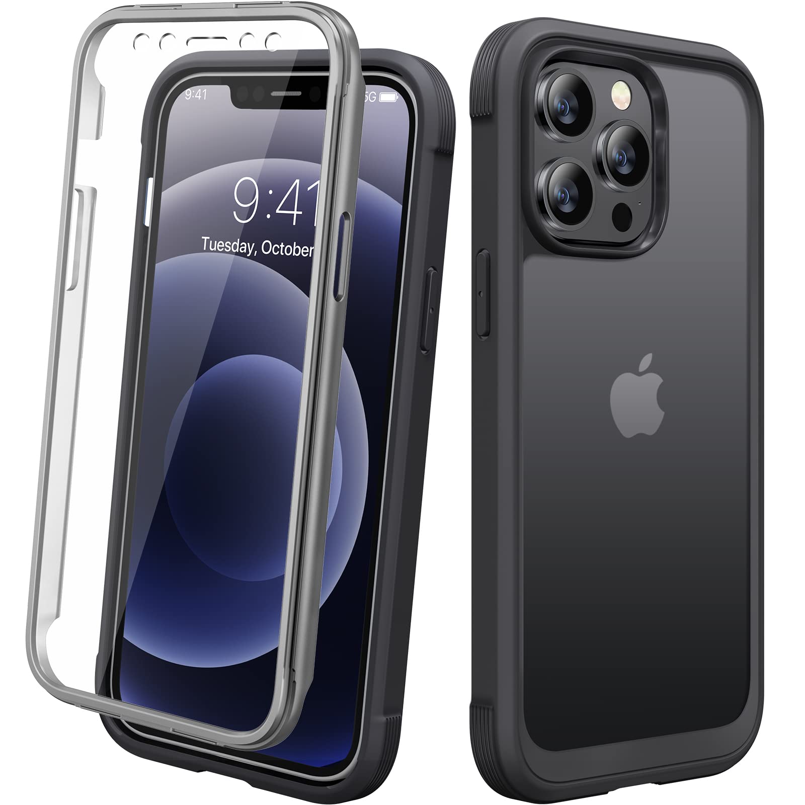 Miracase Designed for iPhone 12 Pro Max Case, Full Body Rugged Case with Built-in Touch Sensitive Anti-Scratch Screen Protector, Soft TPU Case