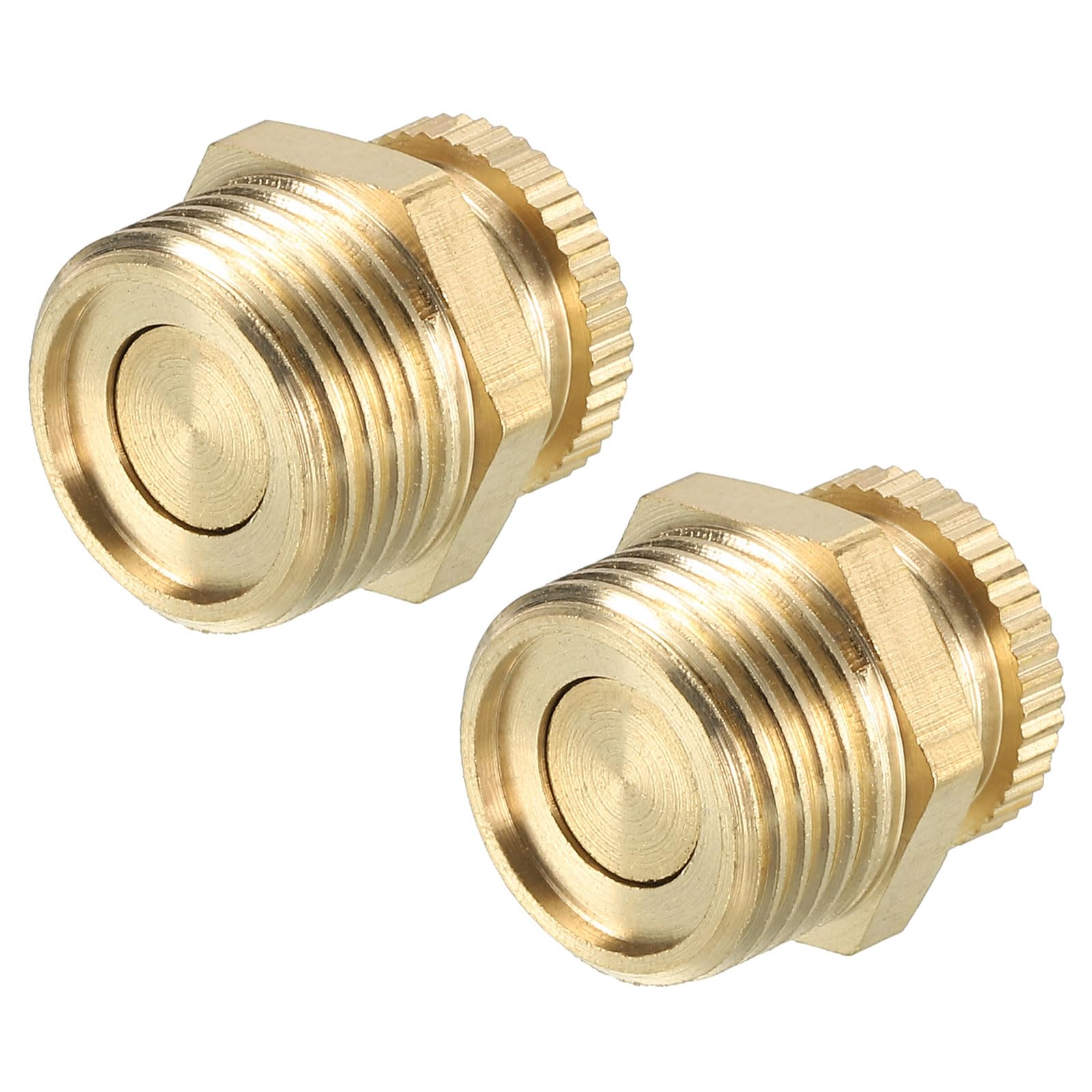 PATIKIL Air Compressor Tank Drain Valve, 2 Pack G 3/8" Brass Air Compressor Drain Valve Replacement Part, Gold