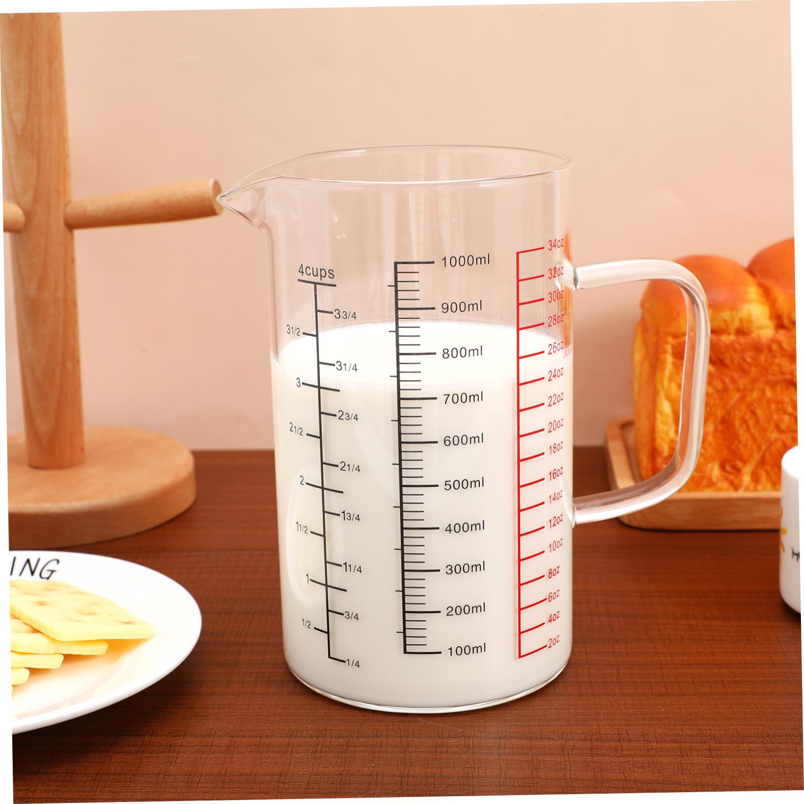 Borosilikatglas Glas Messbecher 1000ml mit Skalen für Küche