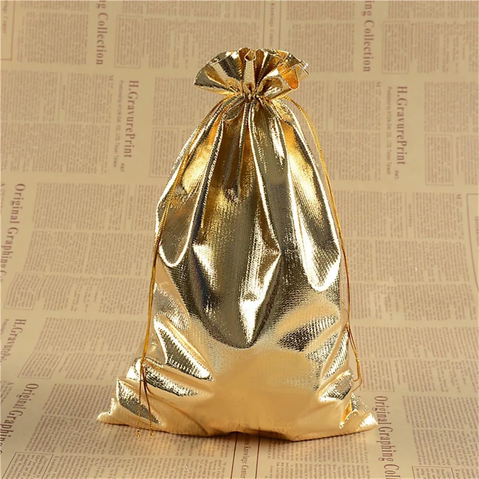 Geschenkbeutel 10/50/100 Stück Gold Silber Organza Beutel Schmuck Verpackung Tasche Hochzeit Party Zugunsten Süßigkeiten Taschen Zugunsten Beutel Kordelzug Geschenktüten(Gold bag,9X12CM_100PCS)
