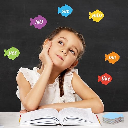 Miniatura 7 de 24 paquetes de notas adhesivas de peces, 6 colores, notas de notas coloridas para anotar estudio de oficina, escuela, 480 hojas