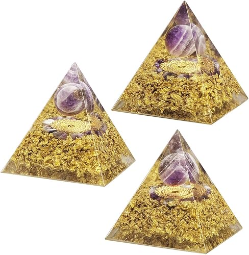Miniatura 4 de Rockcloud The Crown Chakra Orgón Pirámide Amatista Bola de Cristal Reiki Equilibrio Generador de Energía para Mediación Yoga Decoración de Oficina