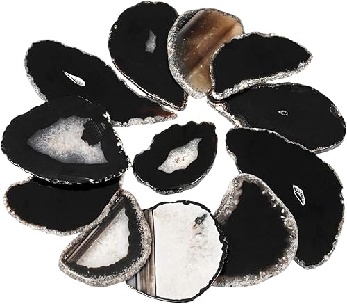 Miniatura 10 de rockcloud 10 piezas de ágata con luz de mesa, piedras de geoda de cristales curativos, decoración irregular del hogar, fabricación de joyas