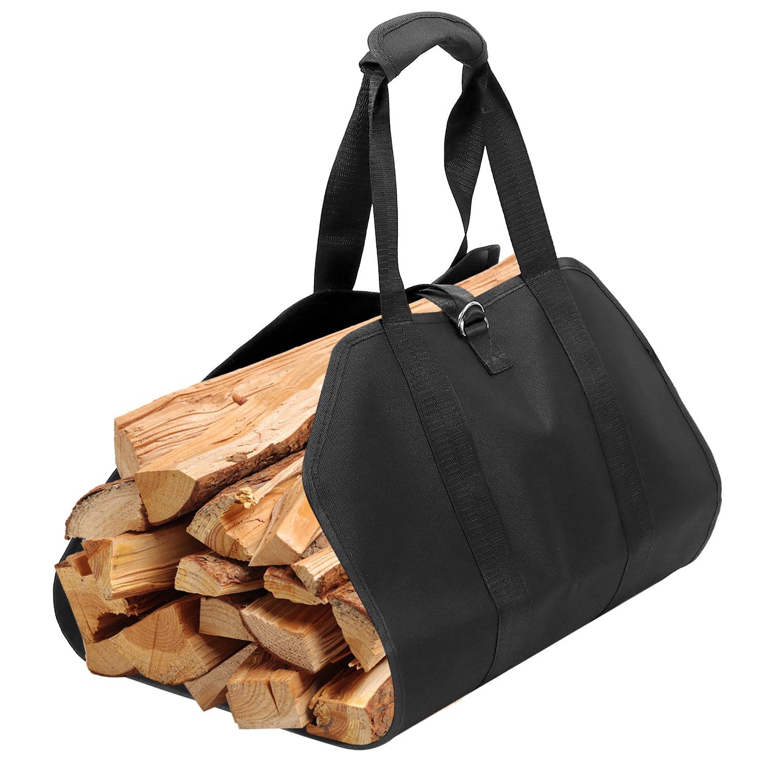 Qwork Black Qwork® Log Carrier Bag, Firewood Carrier Bag, 39"X18" Fireplace Firewood Tote, Outdoor Fire Wood Storage Tote,