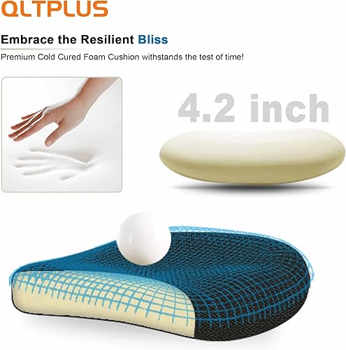 Miniatura 5 de Silla de oficina ergonómica para largas horas y alivio del dolor de espalda baja, cojín de asiento de espuma viscoelástica, soporte lumbar acolchado