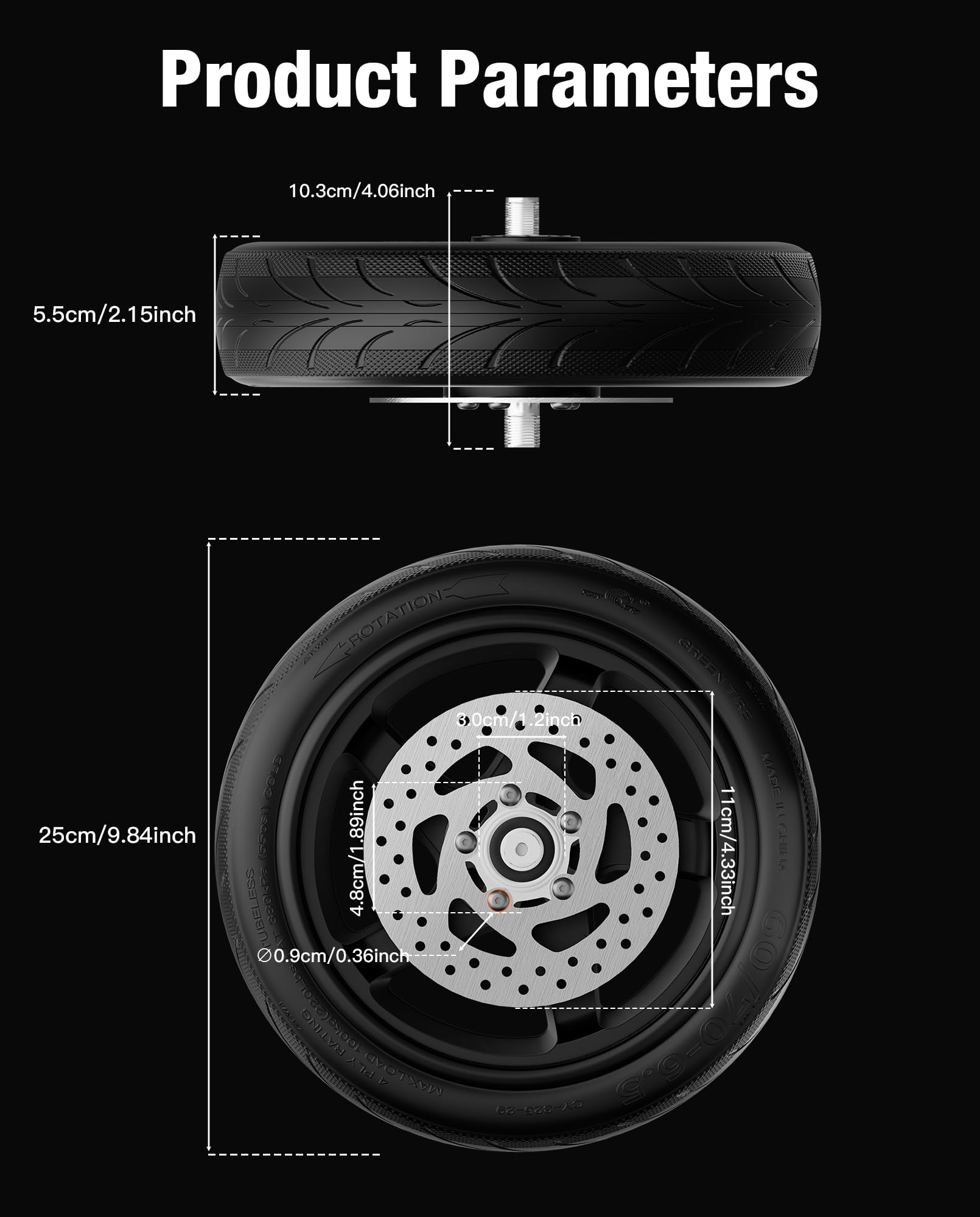 Montaż przedniego koła 10x2.5 kompatybilny z Segway Ninebot F2/F2 Plus/F2 Pro, 10-calowe pełne przednie koła, z oponami próżniowymi i oryginalnymi częściami piasty ABS (z tarczą hamulcową)