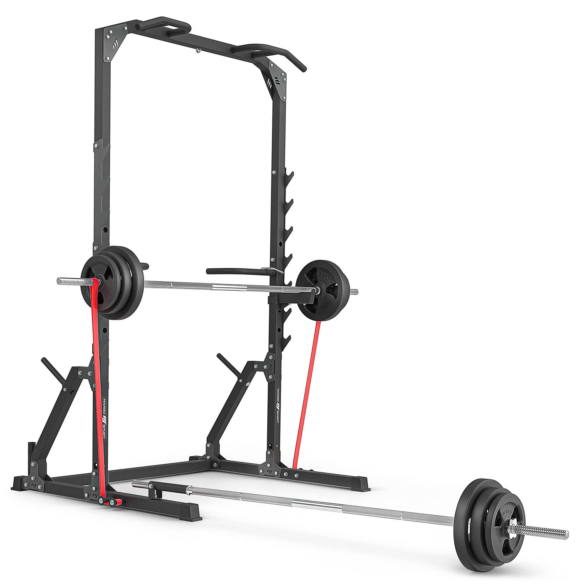 Marbo Sport Media jaula para sentadillas con barra para pull up con rack y estación de dip + conector para minas MS-U115 2.0 | Made in EU