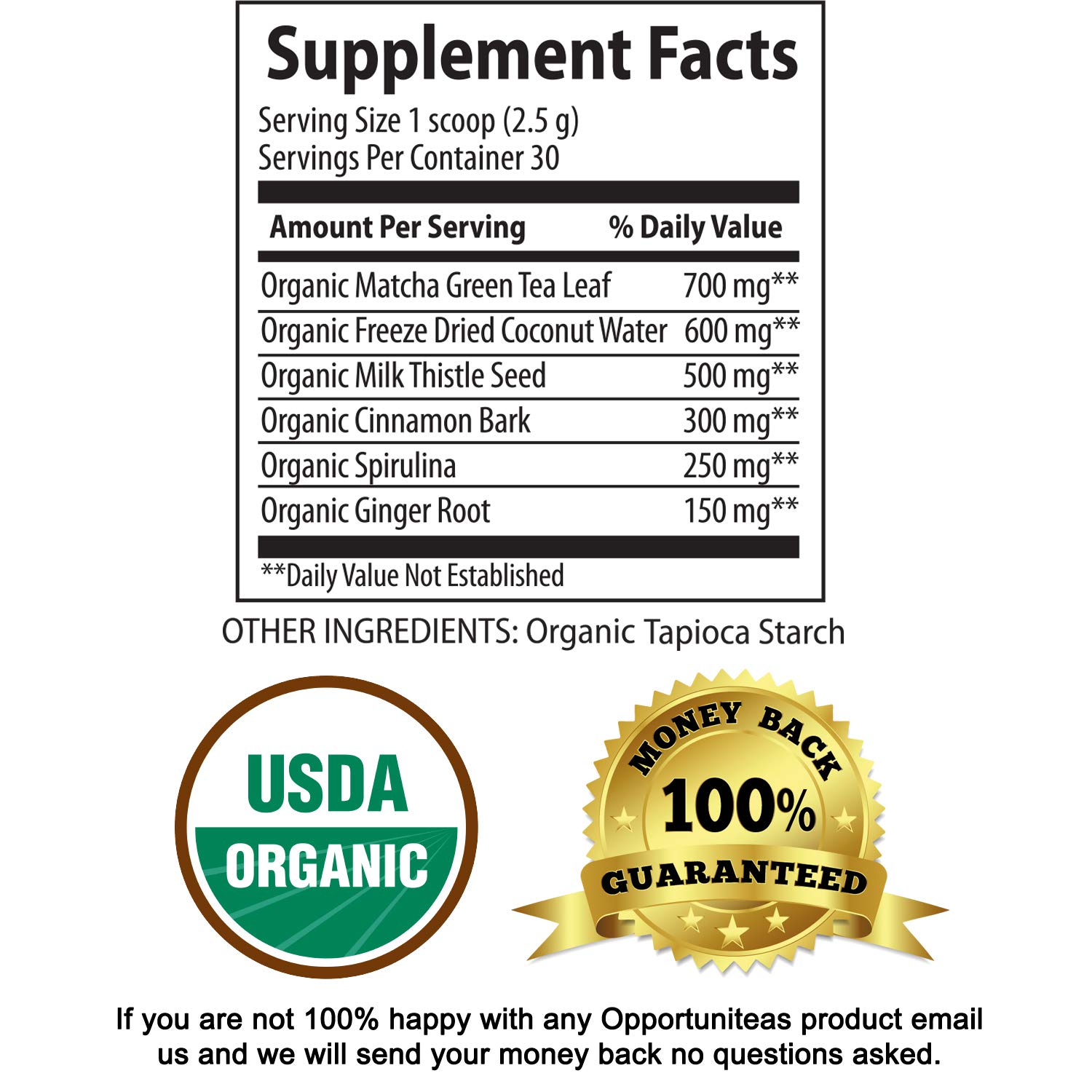 Organic Liver Detox Tea Matcha Green Tea, Milk Thistle, Coconut Water