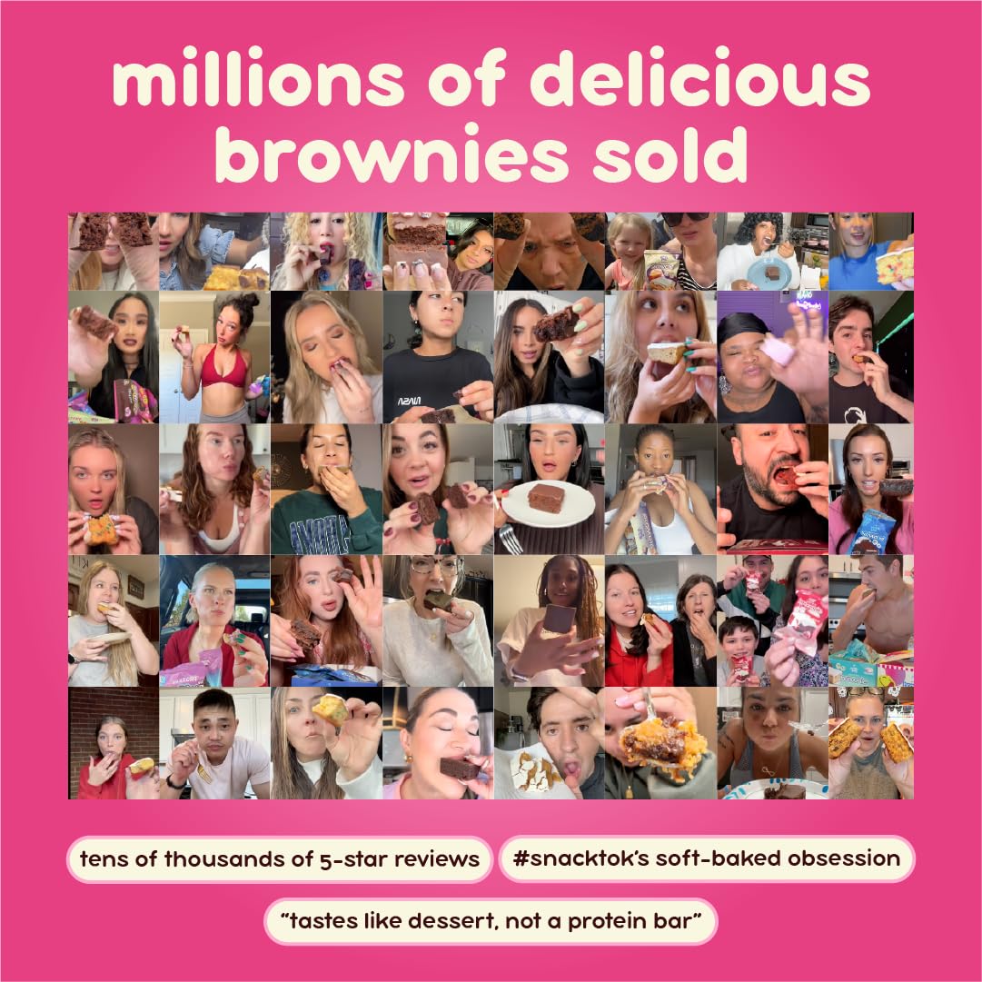 Prime Bites, snack ad alto contenuto proteico per brownie, a basso contenuto di carboidrati, confezione da 12 pezzi | 19 g di proteine, 5 g di collagene, senza glutine, dolcetto a basso contenuto di zuccheri, delizioso snack proteico