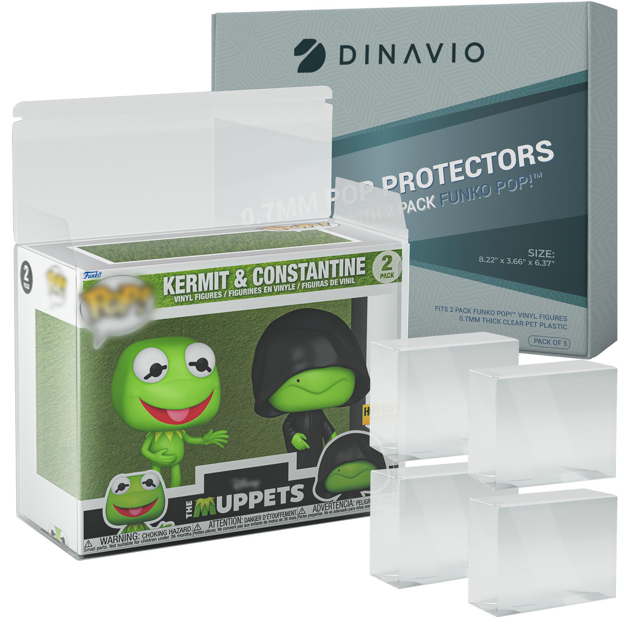 Dinavio Crafthouse Premium 0.7mm Heavy Duty Plastic 2 Pack Funko Pop Protector Compatible Funko POP! 2 Pack Vinyl Figures - Ultra Thick 0.7mm, Crystal Clear, UV Protection, Scratch Resistant (5 Pack)