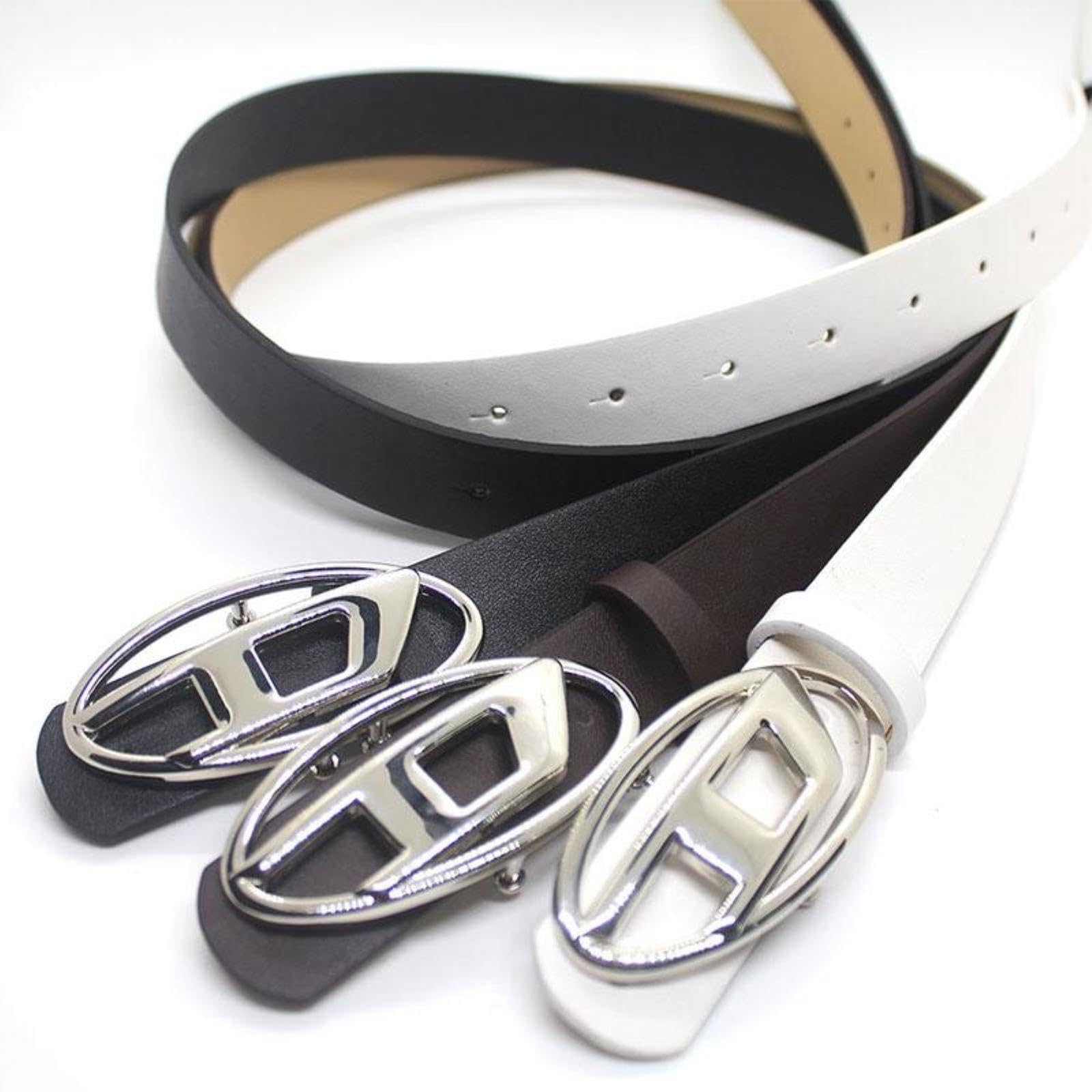 1 PC Trendy Leather Belt for Man Women Streetwear Punk Metal Snap