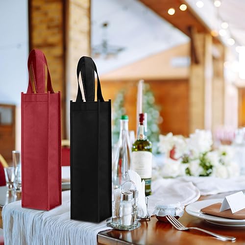 Miniatura 9 de Abbylike 48 bolsas de regalo de vino colorido a granel, bolsas de regalo de vino no tejidas, bolsa de botella de vino reutilizable con asa para