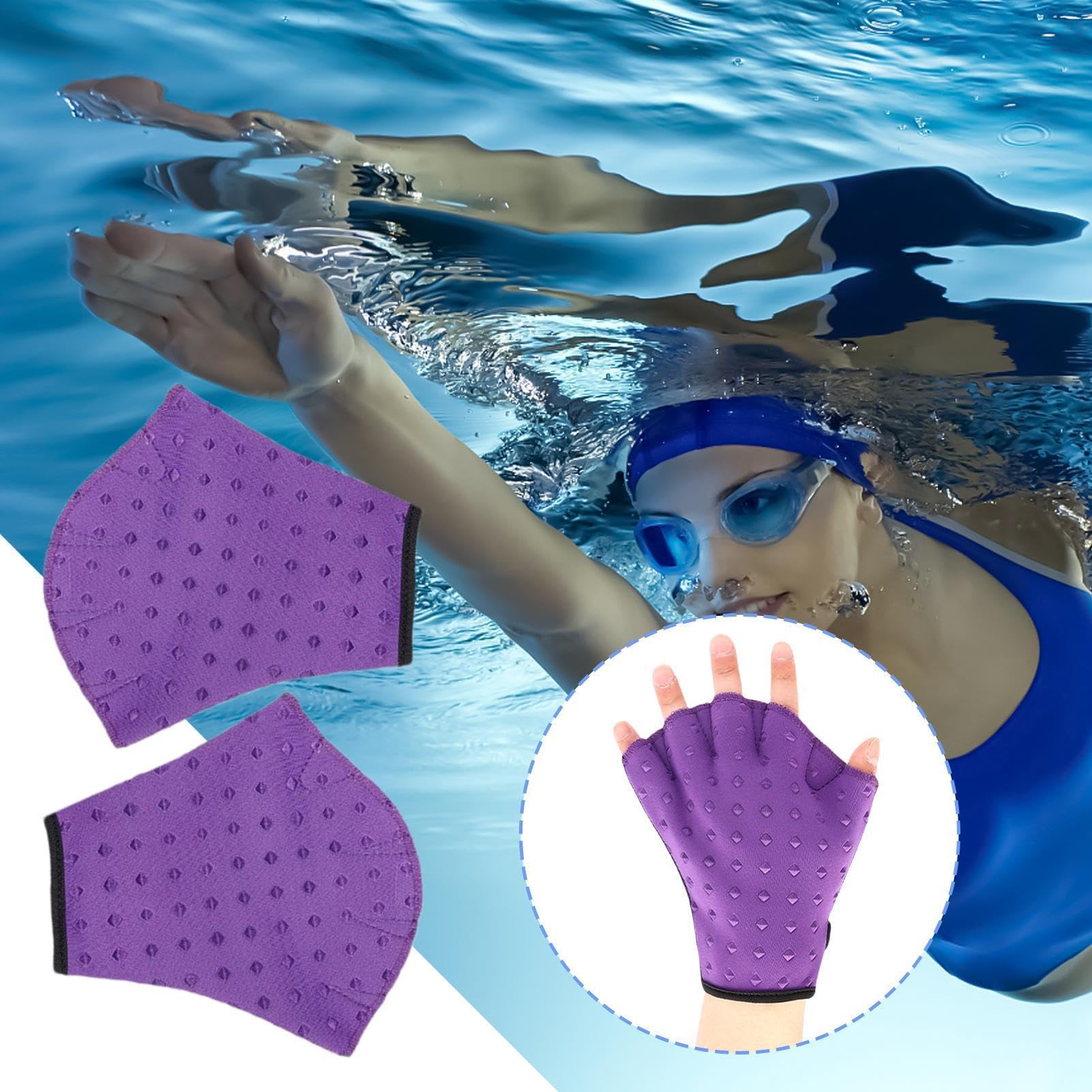 Schwimmhandschuhe, Schwimmhandschuhe Webbett, für Wassertraining - Fäustlinge Neopren mit Handgelenksgurt, Tauchgeschäft