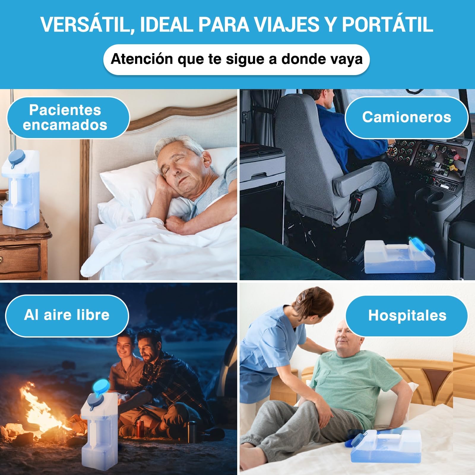 Tilcare Urinarios Portátiles para Hombres Antiderrame 3000 ml 101 Oz Brillante en la Oscuridad