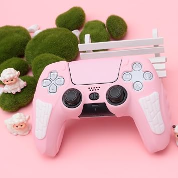 PS5 Controller Protector Cover, Pink Silicone Skin for PS5 Controller - Soft, Comfortable, and Anti-Slip Protective Cover for Girls and Women