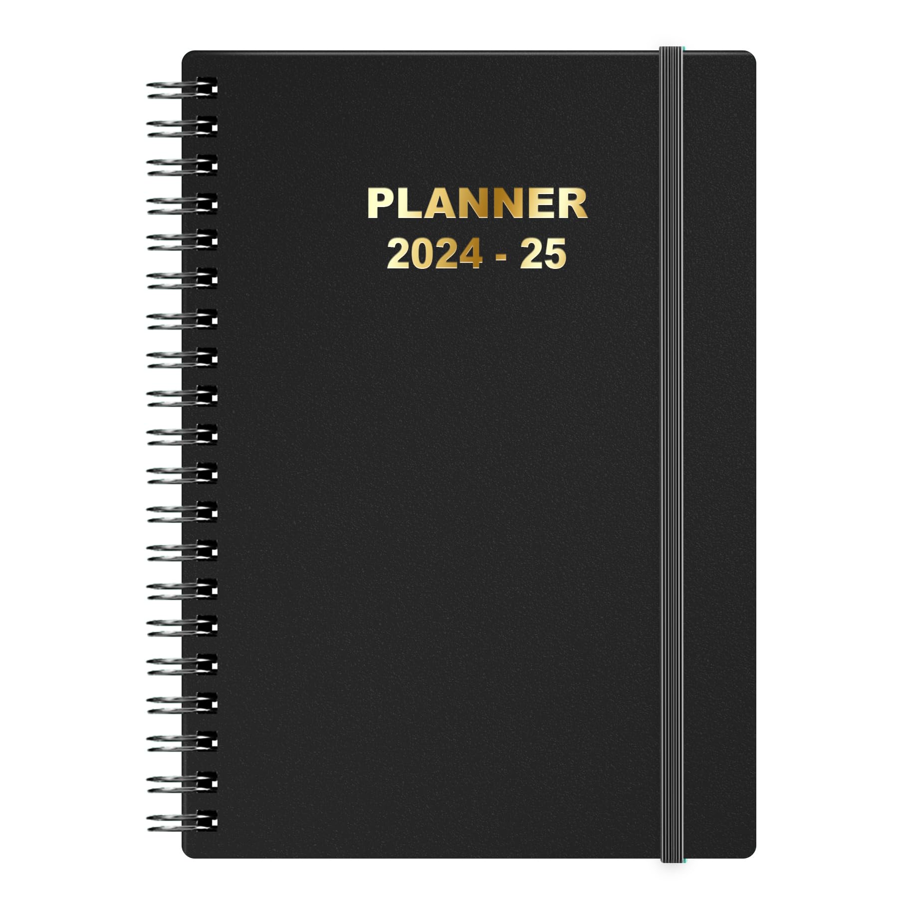 Agenda 2024-2025, planner settimanale e mensile, da luglio 2024 a giugno 2025, 15,9 x 21 cm, linguette mensili, pagina note, tasca interna, copertina flessibile con rilegatura a doppio filo, nero