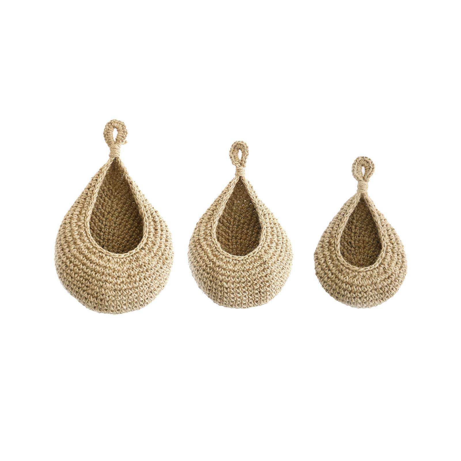 CALANDIS® 3X Handwoven Jute Onion Basket Wall Planter Holder Organizer for Garden Brown | 3 Hanging Basket-image-28