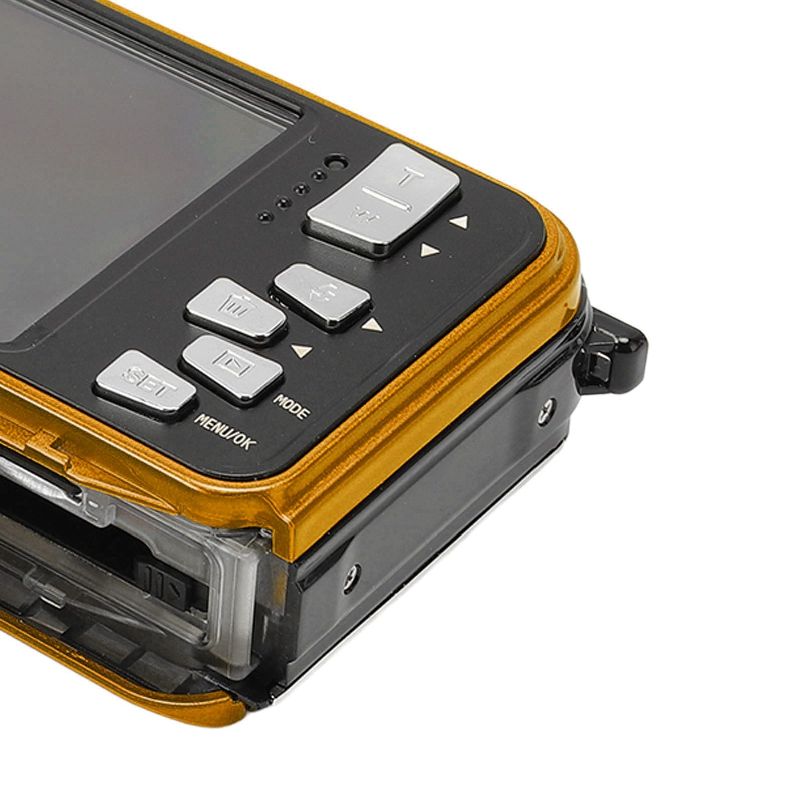 Podwodny Aparat 4K, Wodoodporny Aparat 56 MP z 16-krotnym Zoomem, Dwa Ekrany, Karta 64 GB, Automatyczne Ustawianie Ostrości, Kompaktowy Wodoodporny Aparat Cyfrowy 10FT (YELLOW)