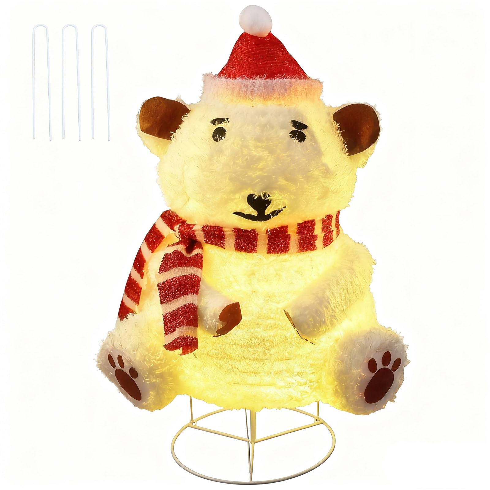 Mini LED Eisbär 85cm Weihnachtsdeko,Beleuchtete Weihnachtsdekorationen Zusammenfaltbar mit 60 LED-Lichter,Decorations für Innen und Außen Gartendekoration Yard Holiday Décor (33inch) (Eisbär)
