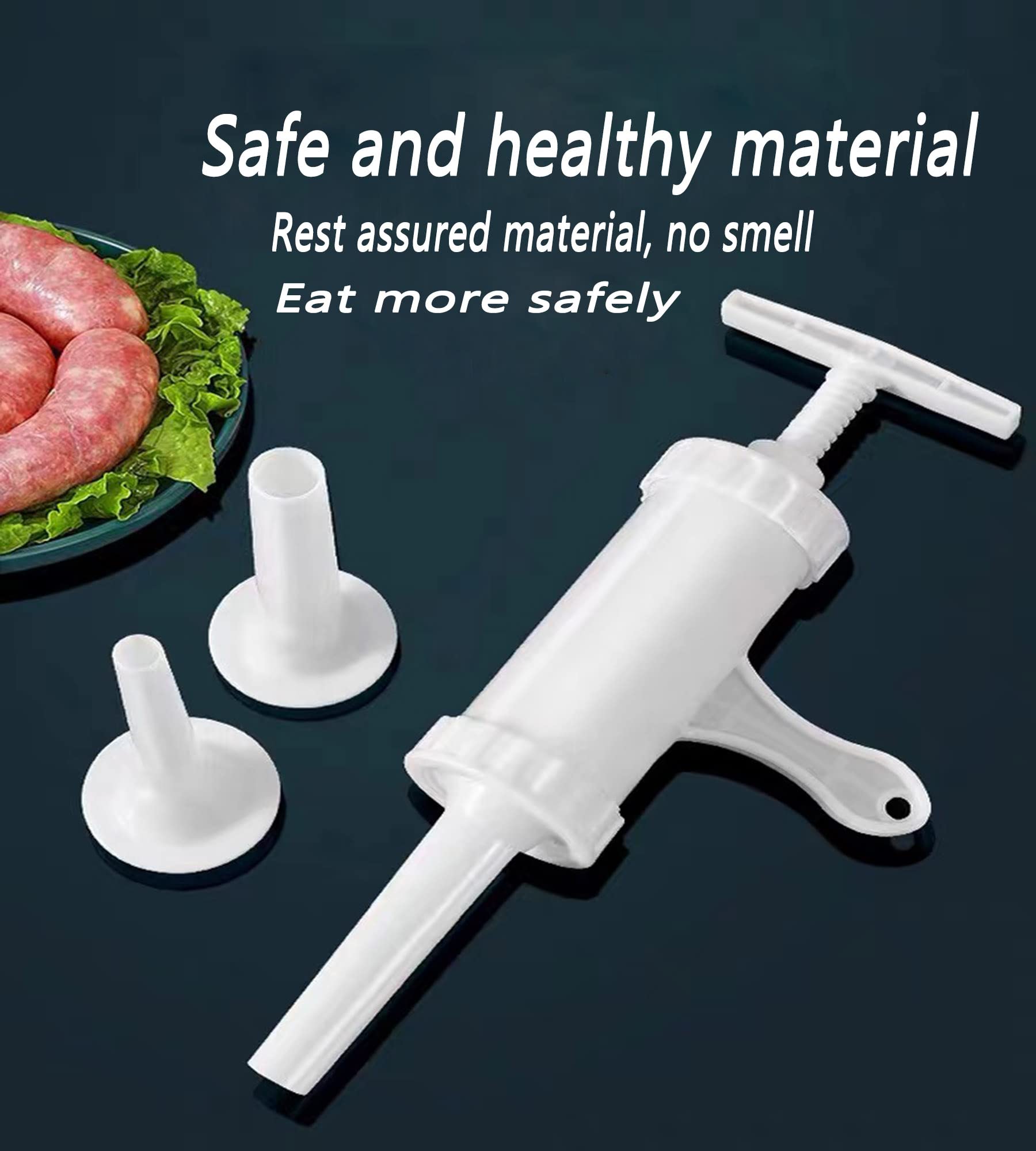 Máquina manual de salchichas de calidad alimentaria para embutidos manual de plástico para rellenar carne, tubos de embudo, herramienta de relleno de salchichas, salchichas cerosas operadas a mano