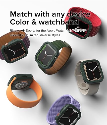 Miniatura 5 de Ringke Air Sports - Funda para Apple Watch Series 9, 8, 7 (1.772 in), SE 3, 2, 1 (1.732 in), recortes a medida Funda de poliuretano termoplástico