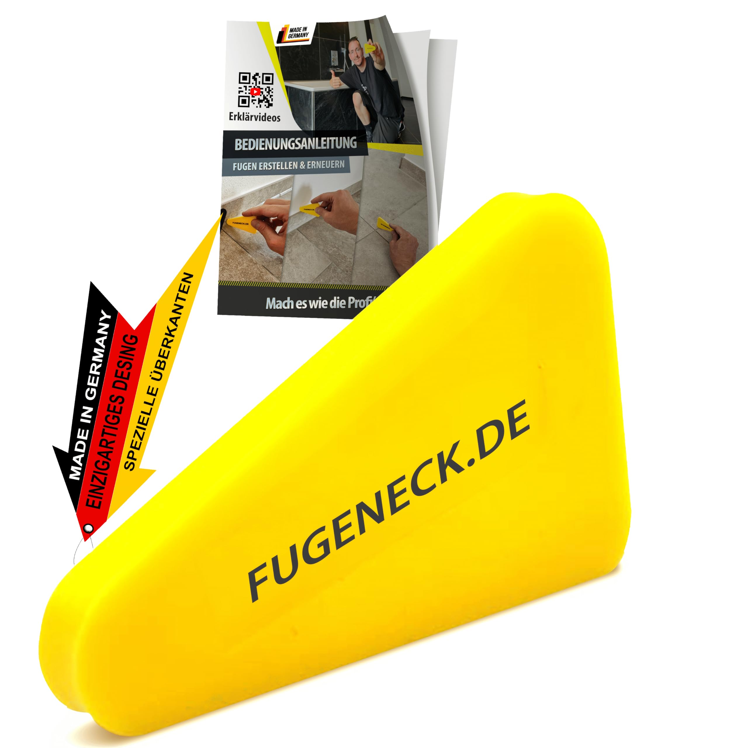 Estrattore professionale per fughe – design unico con bordi speciali – 3 diverse dimensioni – Strumento acrilico e silicone dalla Germania (1 pezzo giallo)