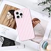 Funda para iPhone 15 Pro Max con diseño de rayas verticales lindo y moderno para mujer, TPU suave a prueba de golpes, protección con borde de goma, 6.7" - Rosa y blanco 3