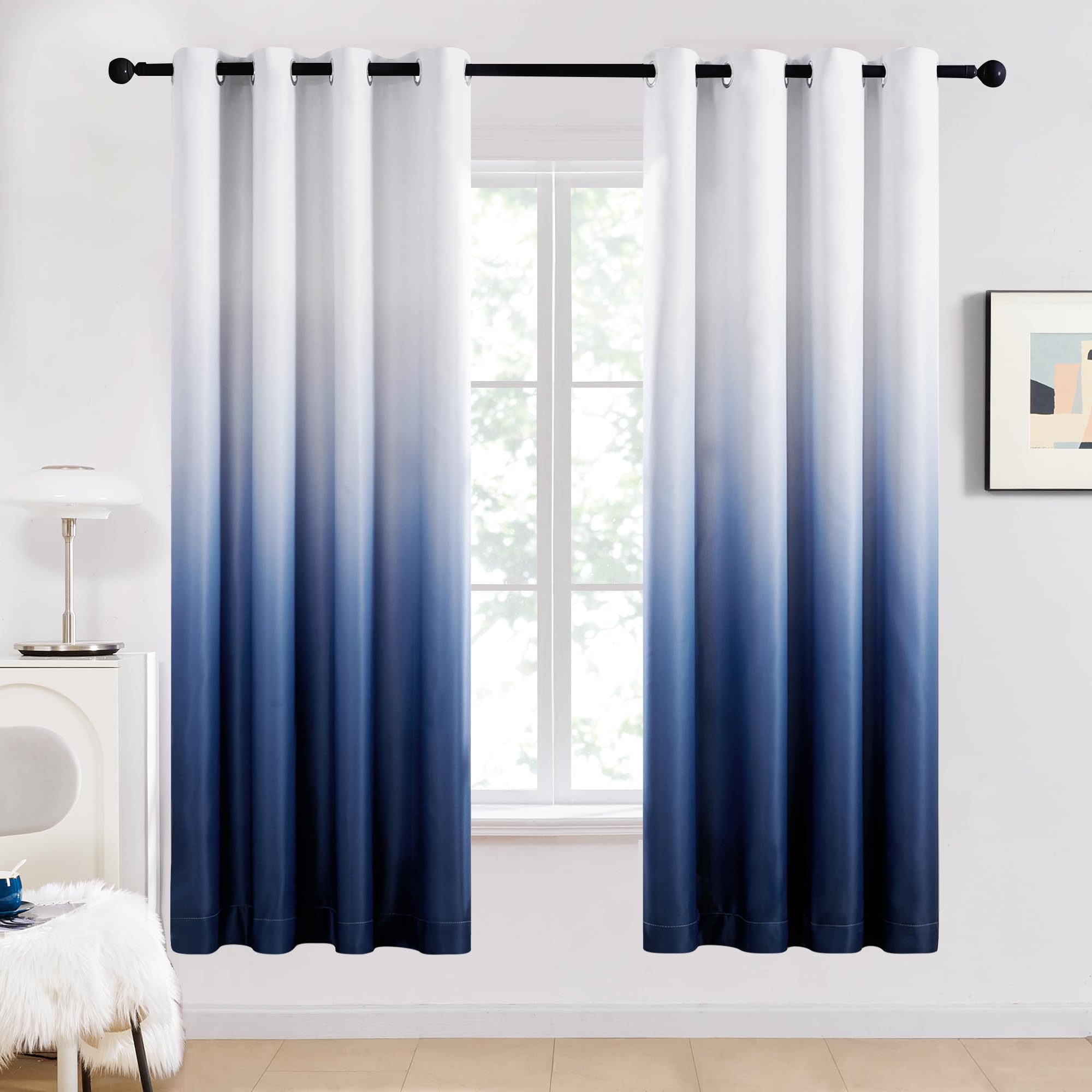 Deconovo Blackout Curtains for Bedroom & Living Room, Thermal Insulated, Noise Reducing, 2 Panels, W52" x L84"