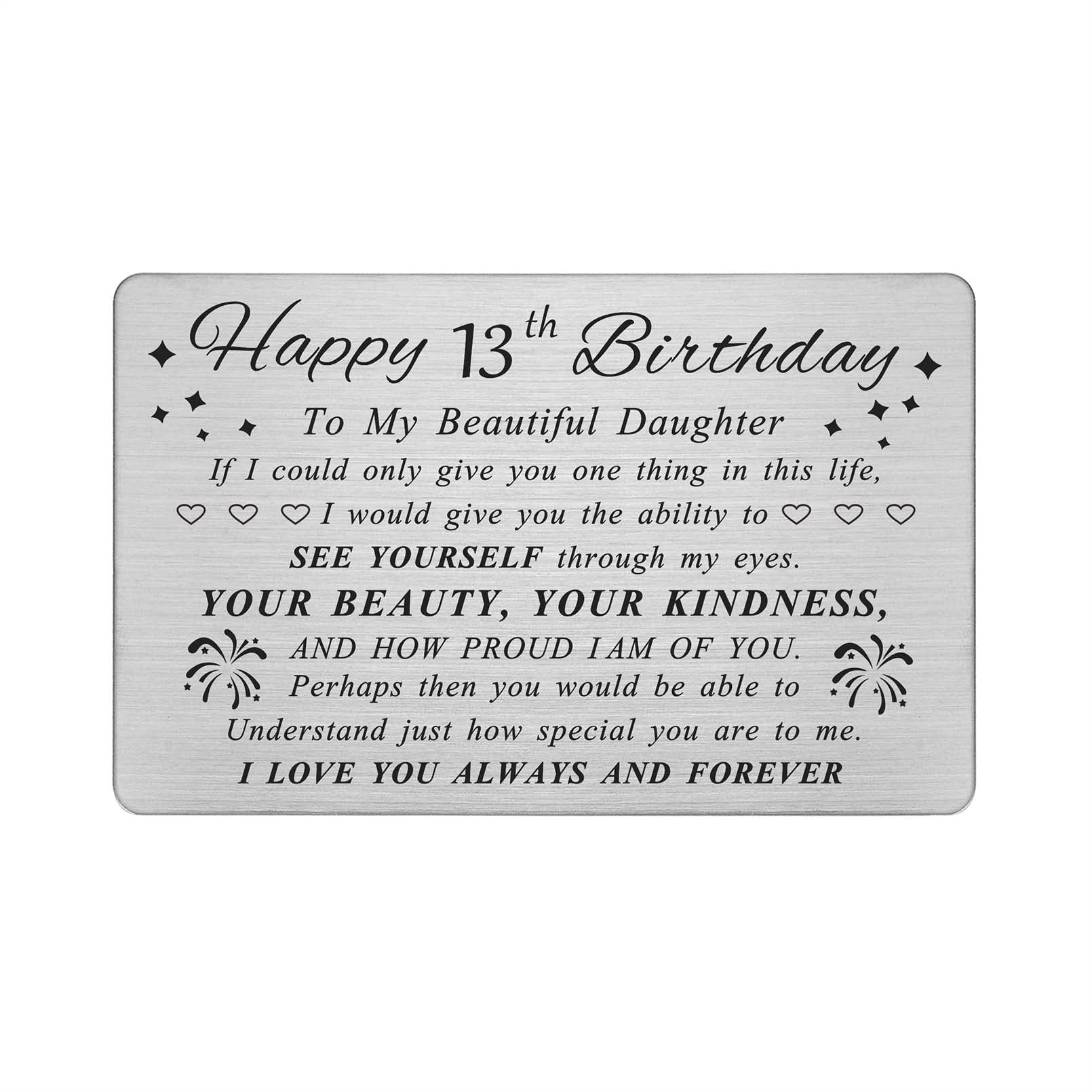 DEGASKEN 13th Birthday Card for Daughter - Happy Birthday Card for 13 Year Old Daughter Girls - 13th Birthday Gifts Decorations for Girls - Beautiful