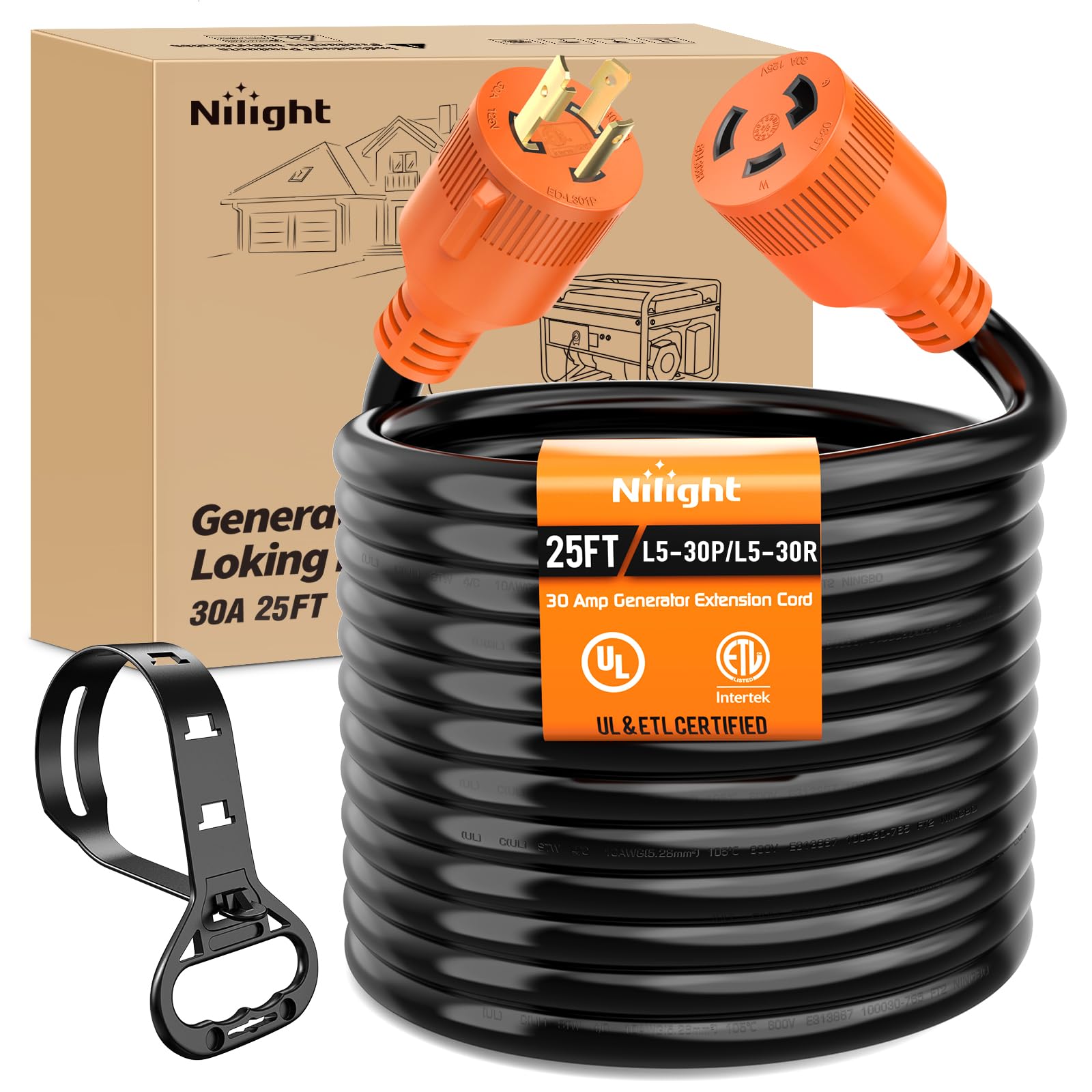 Nilight 30 Amp 25FT Generator Extension Cord 3 Prong RV Power Cords