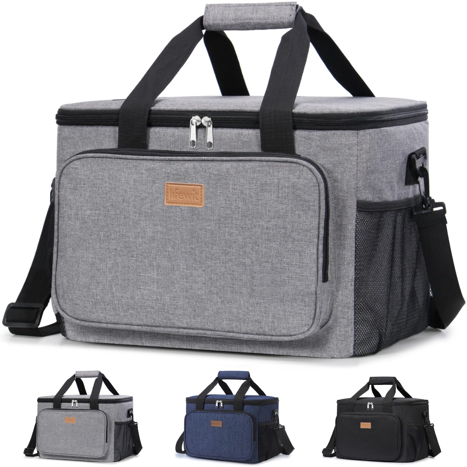 Lifewit Medium Lunch Bag Insulated Lunch Box Soft Cooler Cooling Tote for Adult Men Women, Gray 48-Can (33L)