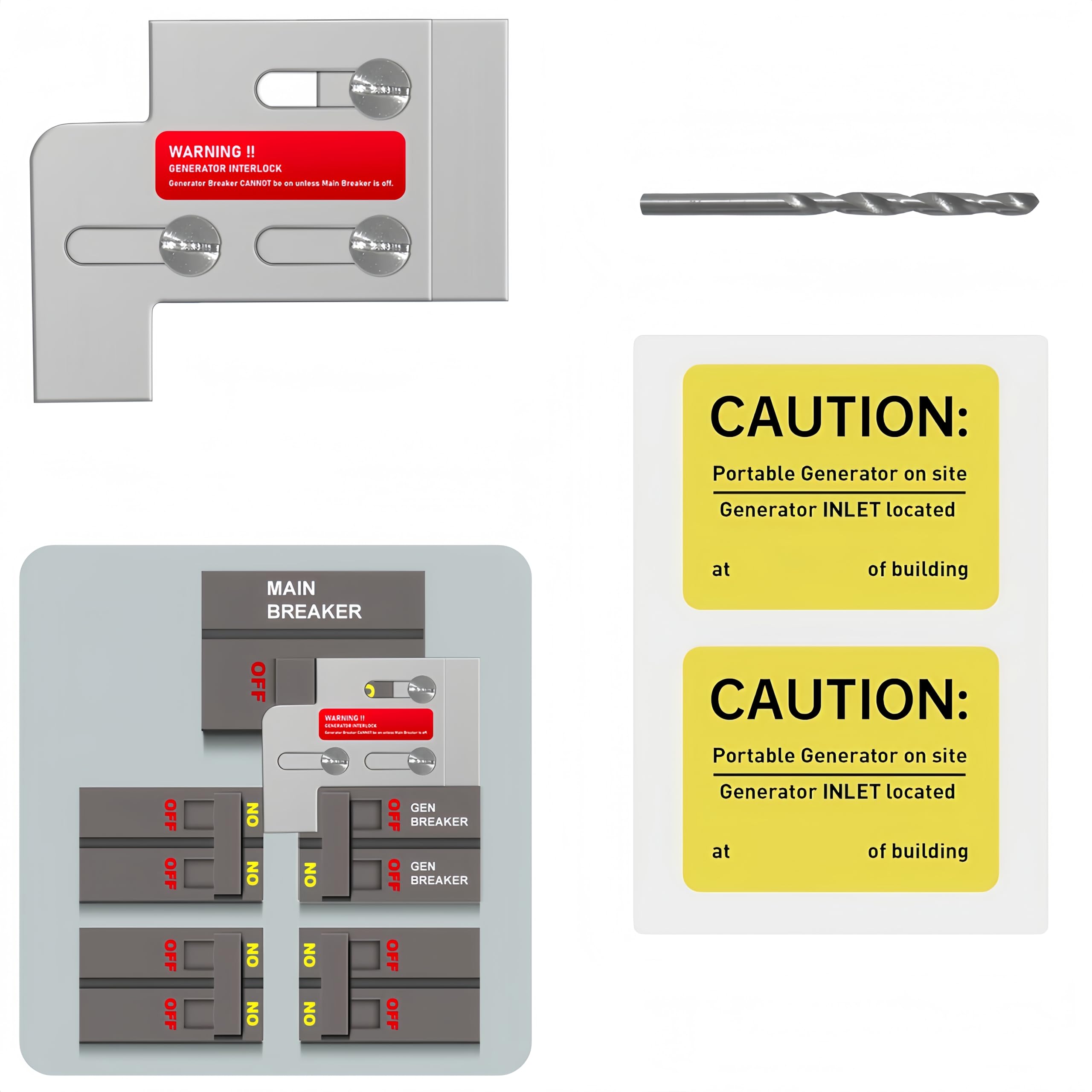 Generator Interlock Kit Compatible with Square D QO or Homeline Single Throe Main 100 or 125 Amp Panels,3/4 Inch Spacing Between Main and Branch