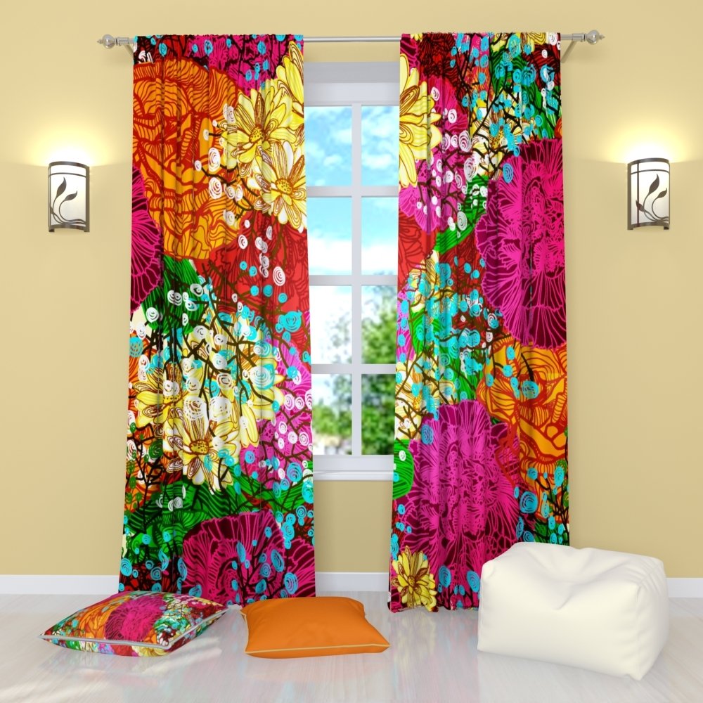 Bright Floral Curtains Curtains & Drapes 2023