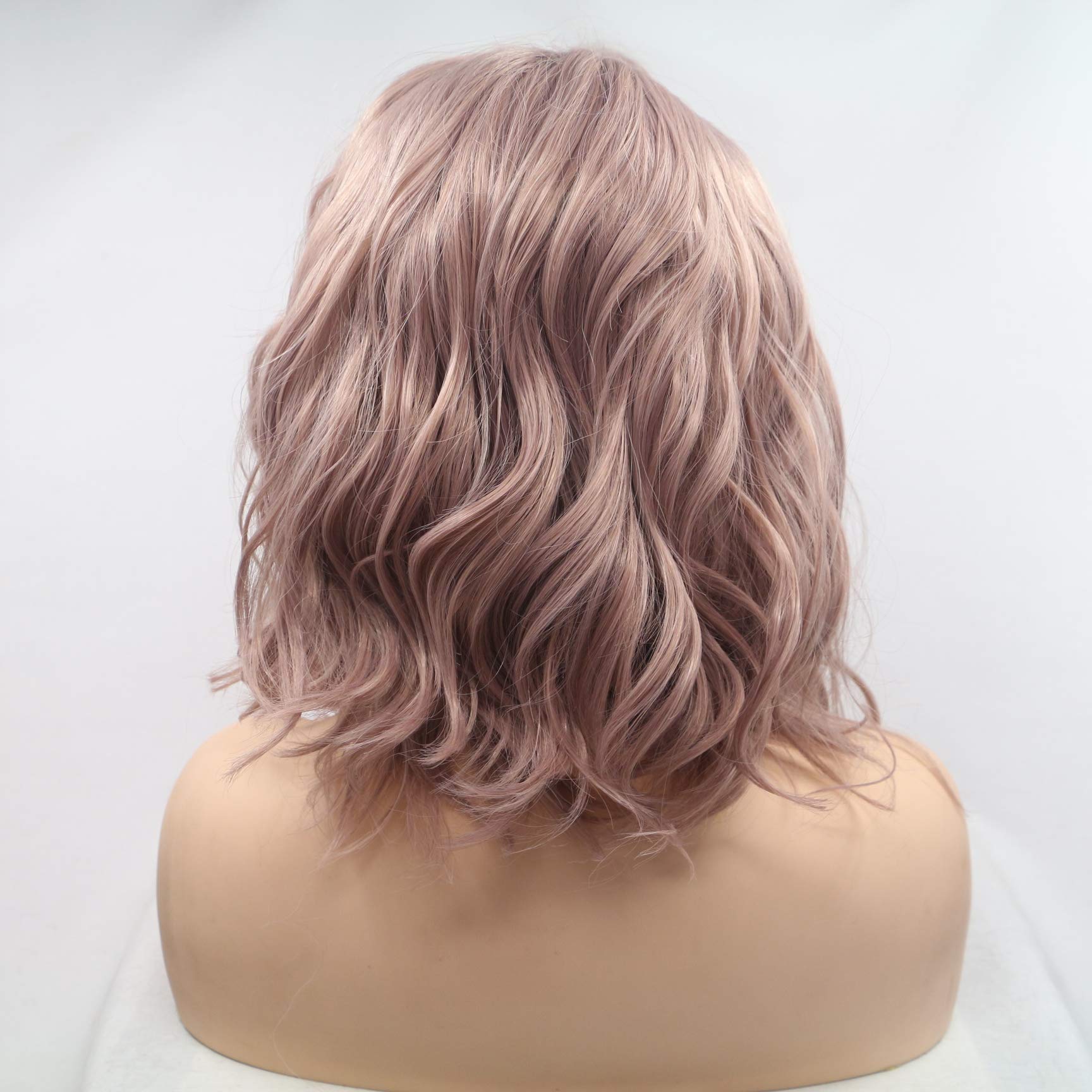Amazon.com : Short Bob Lace Front Wigs Wavy Dusty Rose Gold 