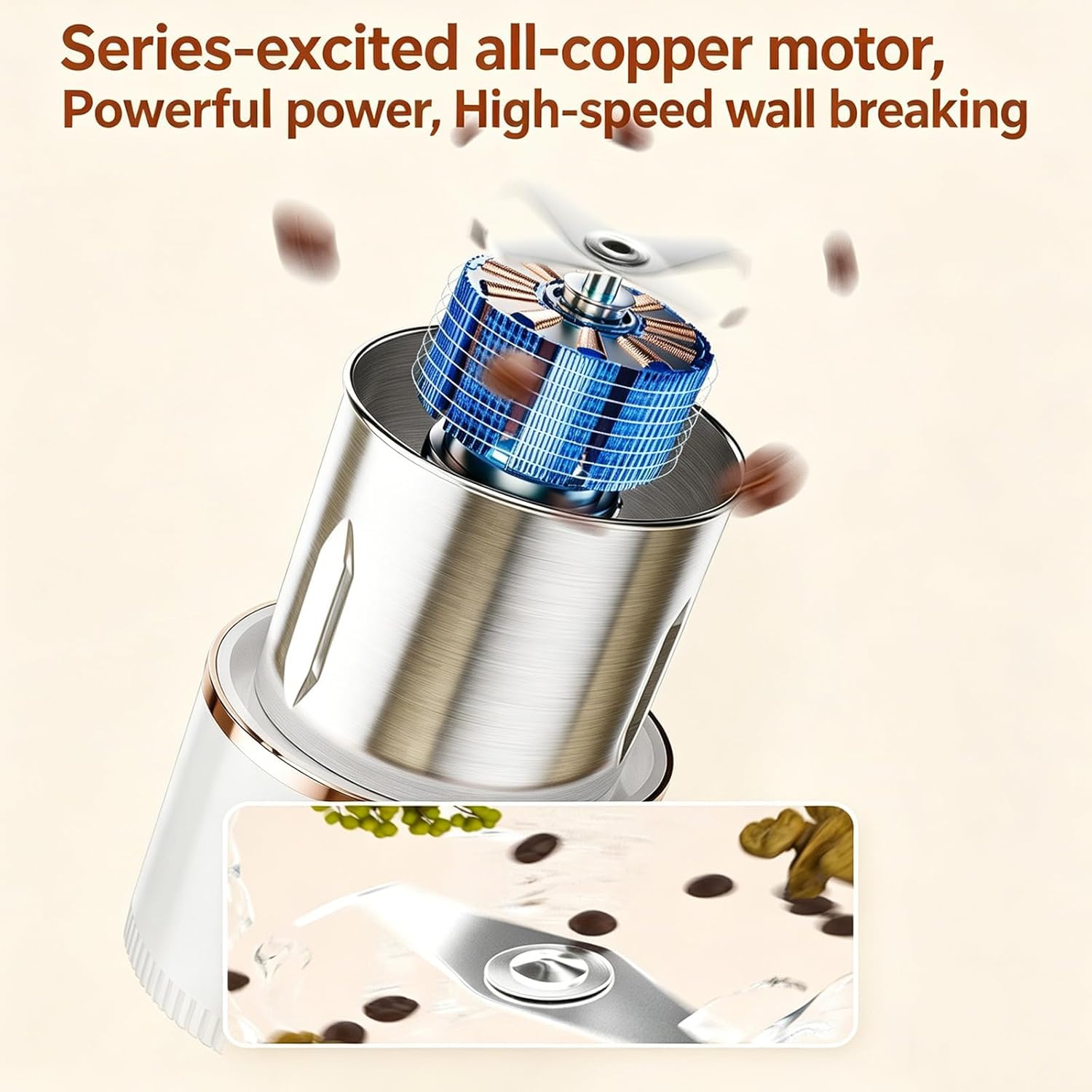 Broyeur À Grains 23 000 Tr/min, Mini-broyeur, Capacité 200 Ml, Moulin À Poivre, Pour Céréales, Noix, Assaisonnements, Grains De Café Et Épices