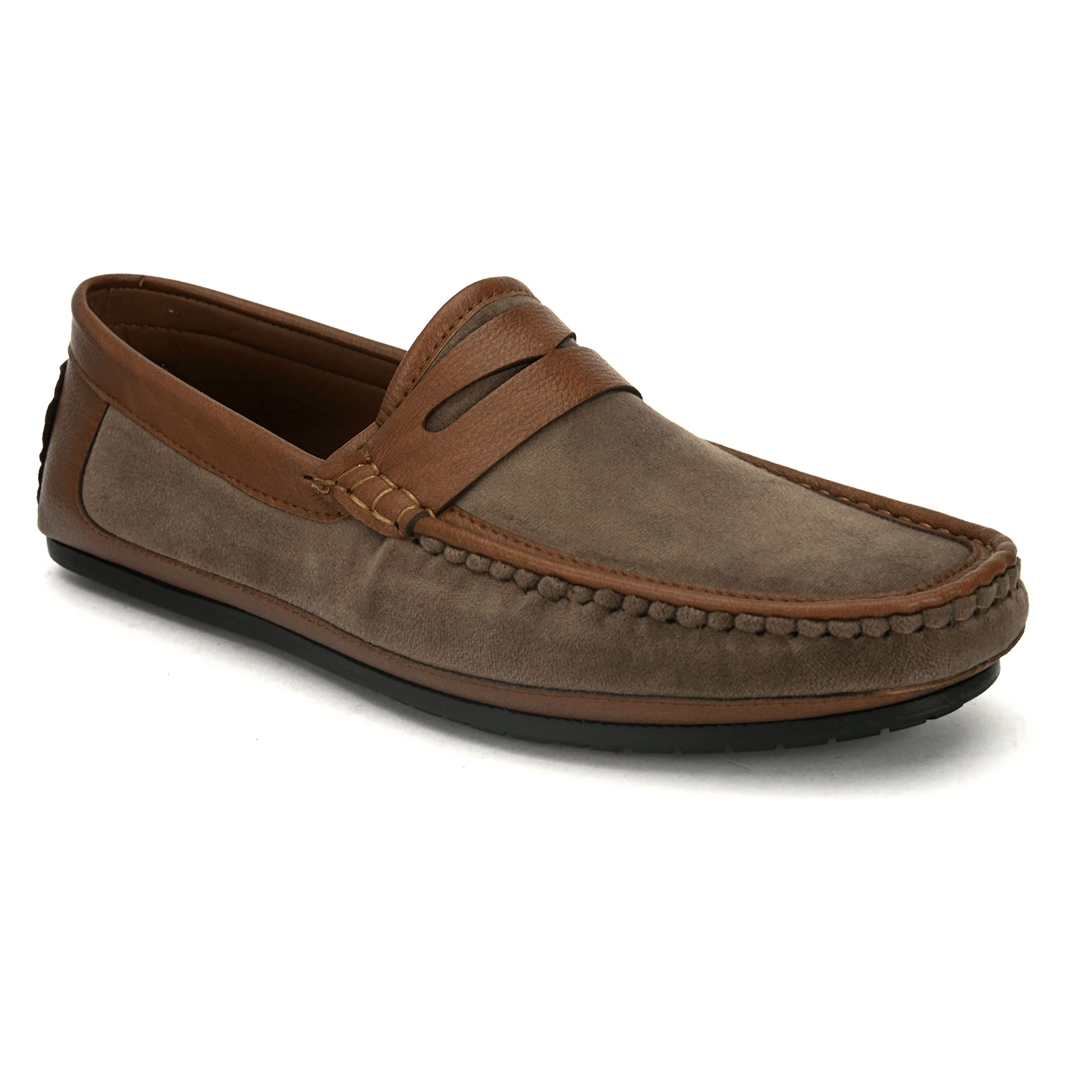 san frissco Men's Loafers Handcrafted Slip-On Shoes Leather Driving Suede Moccasin Soft Cushioned Footbed with TPR Sole Lightweight, Comfortable, Flexible for Party and Office 11 (Tan)-picture-1