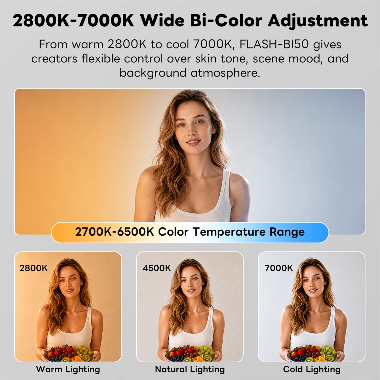 Linterna óptica portátil de 50 W, foco de fotografía con 20 gobos, foco de luz LED para YouTube/Vlogger/Tiktok/Live/Creater de contenido