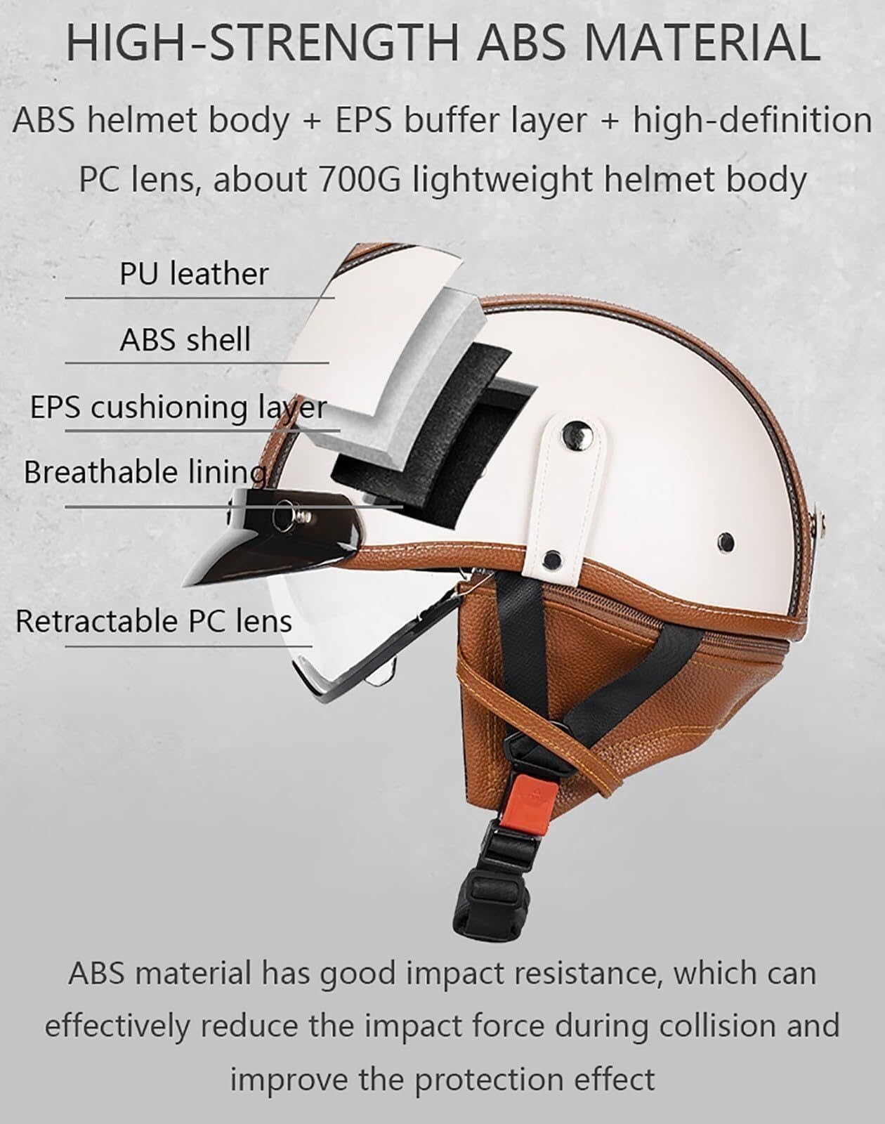 Casco Jet Moto Aperto Retrò Heritage Crema Marrone
