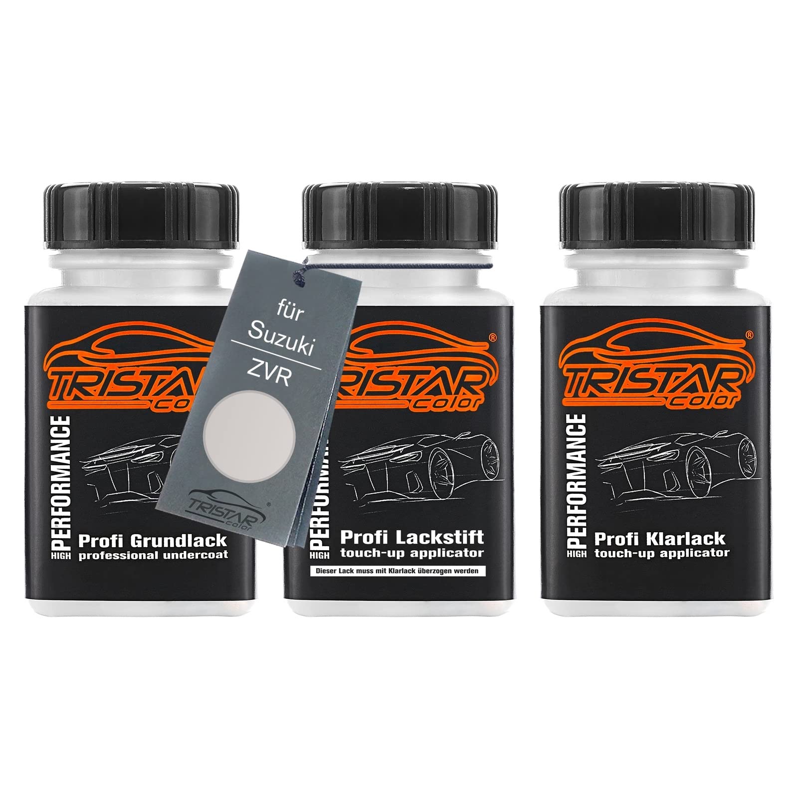 TRISTARcolor Car paint Touch-up pen set for Suzuki ZVR Pure White Perl under + base + clear coat 50ml each