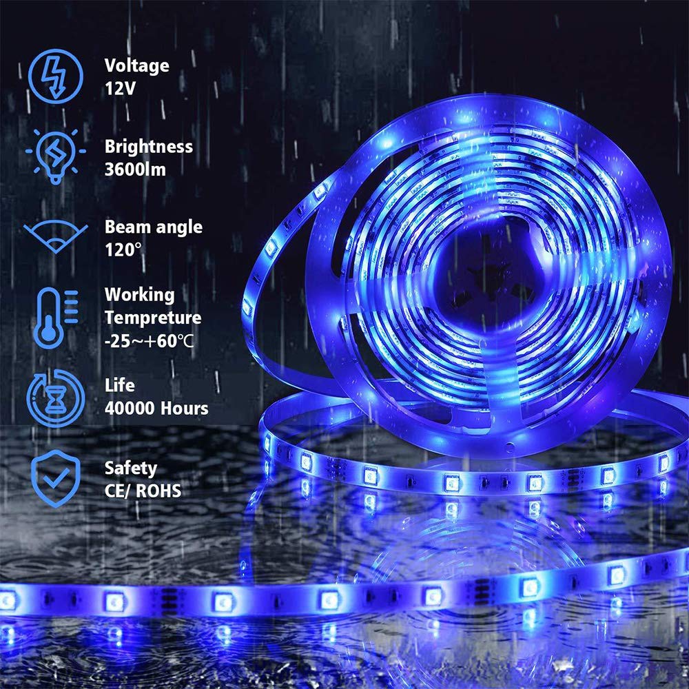 AKT Étanche Ruban LED 10M (32.8FT) Lights SMD 5050 RGB Dimmer Multicolore Kit Eclairage à Changer pour Accueil Cuisine Noël Mariage Fête