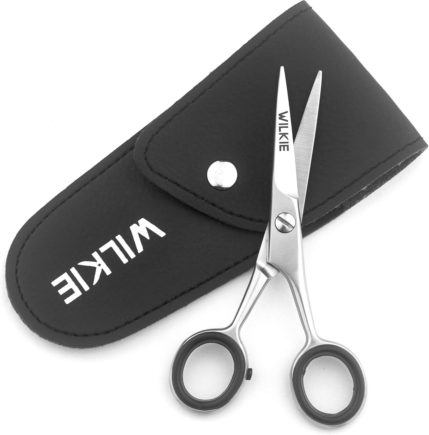 WILKIE Professional Beard Scissors for Men Moustache & Beard Trimming Scissors with PU Leather