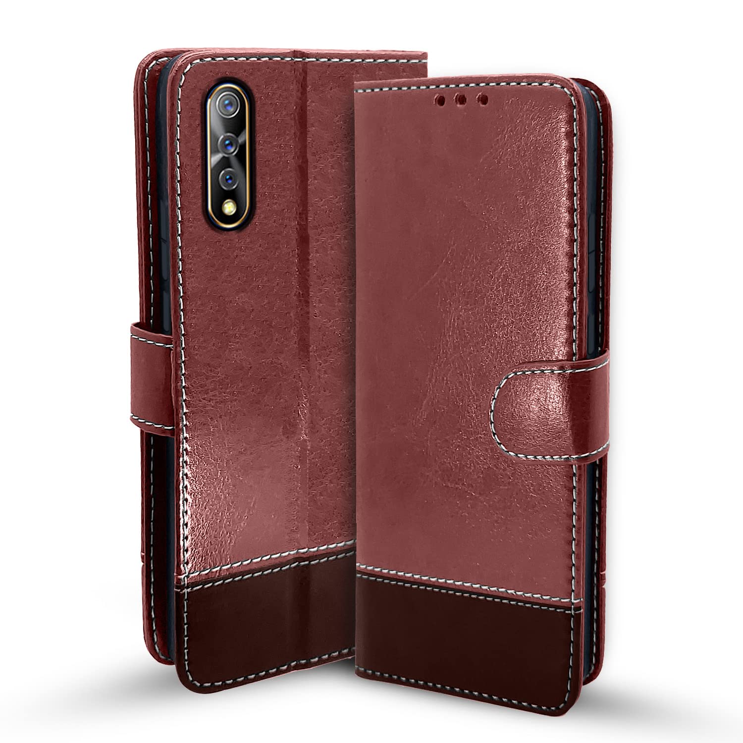 Pikkme Vivo S1 Flip Cover | Dual-Tone PU Leather Finish | Wallet Style & Stand | Magnetic Flip Case for Vivo S1 (Brown & Coffee) (B0B9NKTW45) Amazon Price History, Amazon Price Tracker