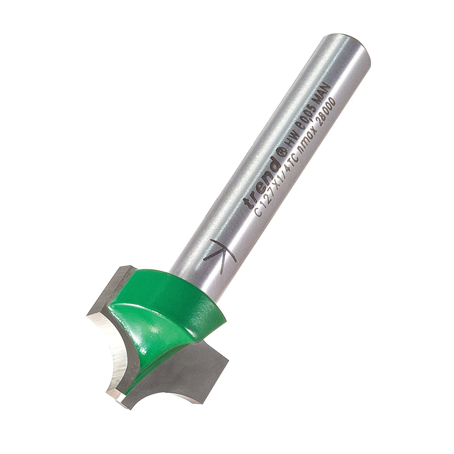 Trend Silver Craftpro Ovolo Rounded Over Router Cutter, 1/4 Inch Shank, 6.3Mm Radius And 15.9Mm Cut Length, Tungsten Carbide Tipped, C127x1/4Tc
