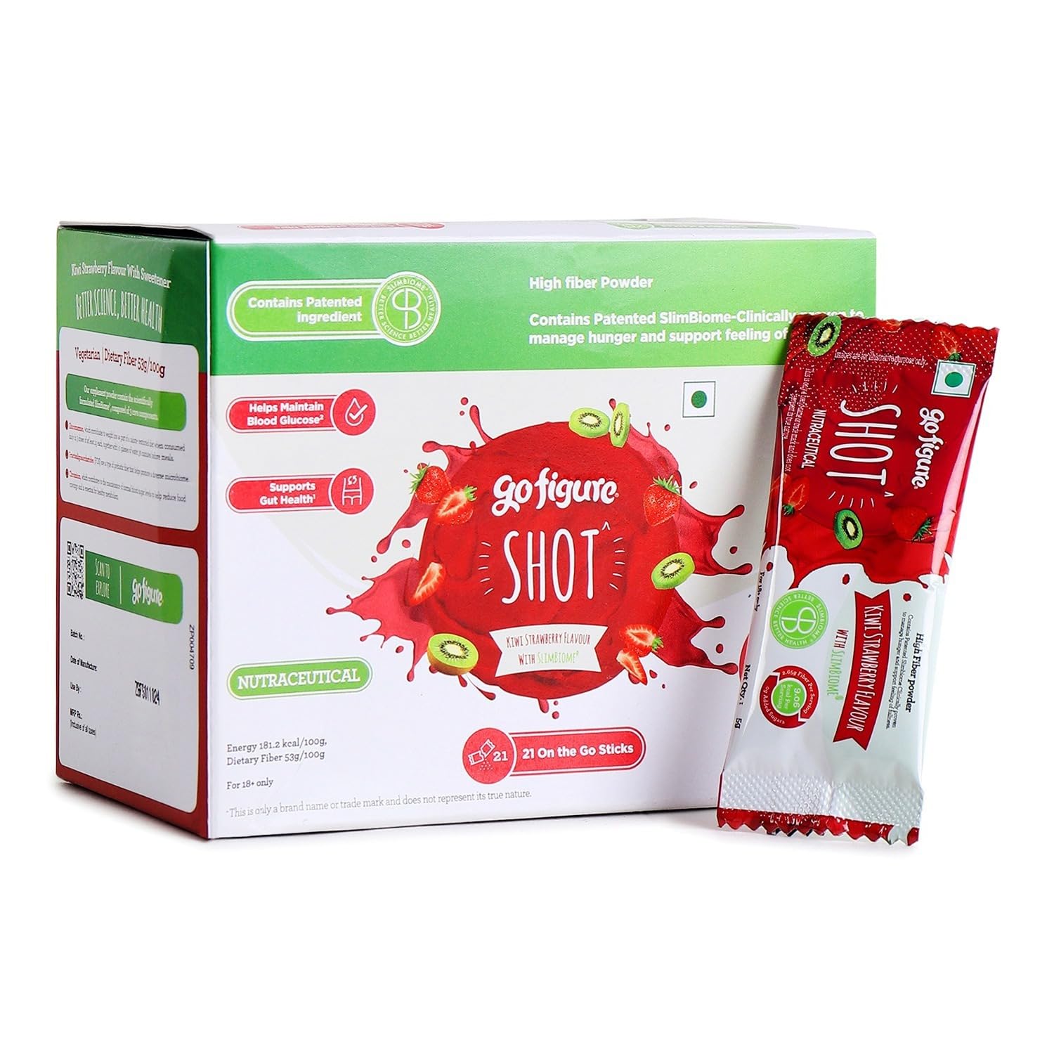 GoFigure Pre Meal Supplement Powder Shot Strawberry & Kiwi Flavor, 21 Sachets (5g Each) | With Slimbiome for Weight Loss & Weight Management, Metabolism Support | Appetite Control for Men & Women-image-4