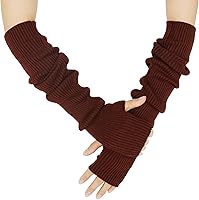 Vista 62 de Guantes cálidos de cachemira de brazo largo para mujer, guantes de invierno acogedores sin dedos, calentadores de brazos suaves, gran regalo de Negro