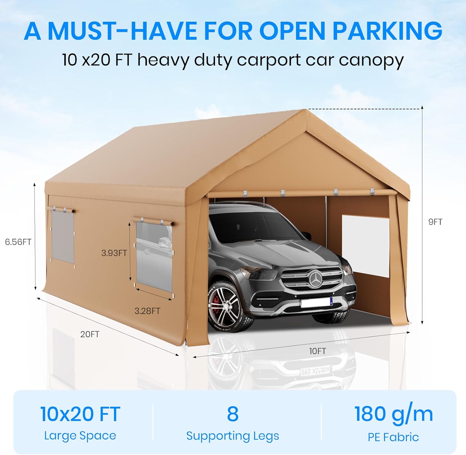 Carport 10x20 Heavy Duty Portable Garage,Carport Canopy with Roll-Up Windows Doors,Portable Garages and Shelters with Removable Sidewalls,Car Tent Garage with All-Season Tarp for Tractor Truck Bike Carport 10x20 Heavy Duty Portable Garage,Carport Canopy with Roll-Up Windows Doors,Portable Garages and Shelters with Removable Sidewalls,Car Tent Garage with All-Season Tarp for Tractor Truck Bike